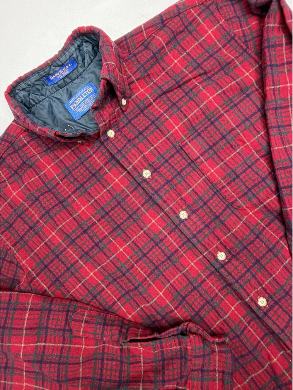 Pendleton 100% Virgin Wool Button Shirt Medium Made In USA Vintage